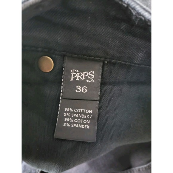 PRPS Mens Warlock Drop Skinny Fit Stretch‎ Distressed Repair Black Jeans Size 36 - Picture 11 of 13